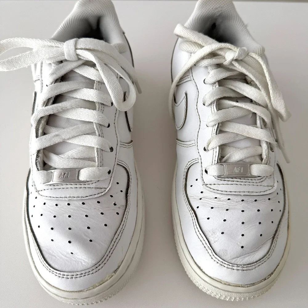 Nike Air Force 1 Low Kids White Leather Sneakers Shoes Size‎ 5.5 Youth